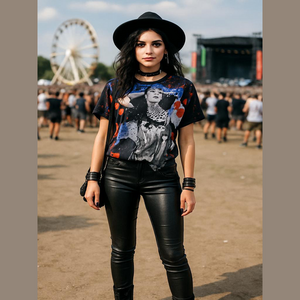 Uk2la Fashion Figure Graphic Round Neck Tee Sz M